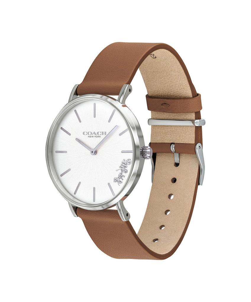 Coach Perry White Brown Leather 14503120 Women's Watch, Dial, Strap, (Official Import)