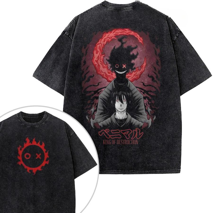 

Shinmon Benimaru Printed Tee Anime Fire Force Clothing Men Women Retro Washed T-shirts Loose Tshirt Harajuku Male Cotton T Shirt XXL
