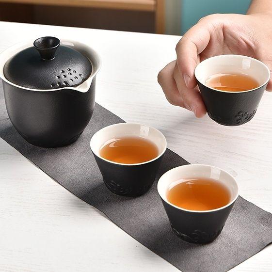 Simple Ceramic Portable Travel Tea Set, Outdoor Kung Fu Teapot, Portable Teaware, 2026 New Style Tea Set