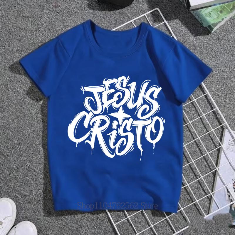 Children Clothing Jesus Print Tshirts Summer Boys Girls Casual Fashion Funny Tops Kids Colorful Crew Neck Short Sleeve Tees