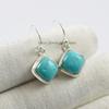 Kingman Turquoise Earrings, 925 Sterling Silver Ring, Square Earring, Handmade Earrings, Blue Gemstone Earring, Gift for Mother