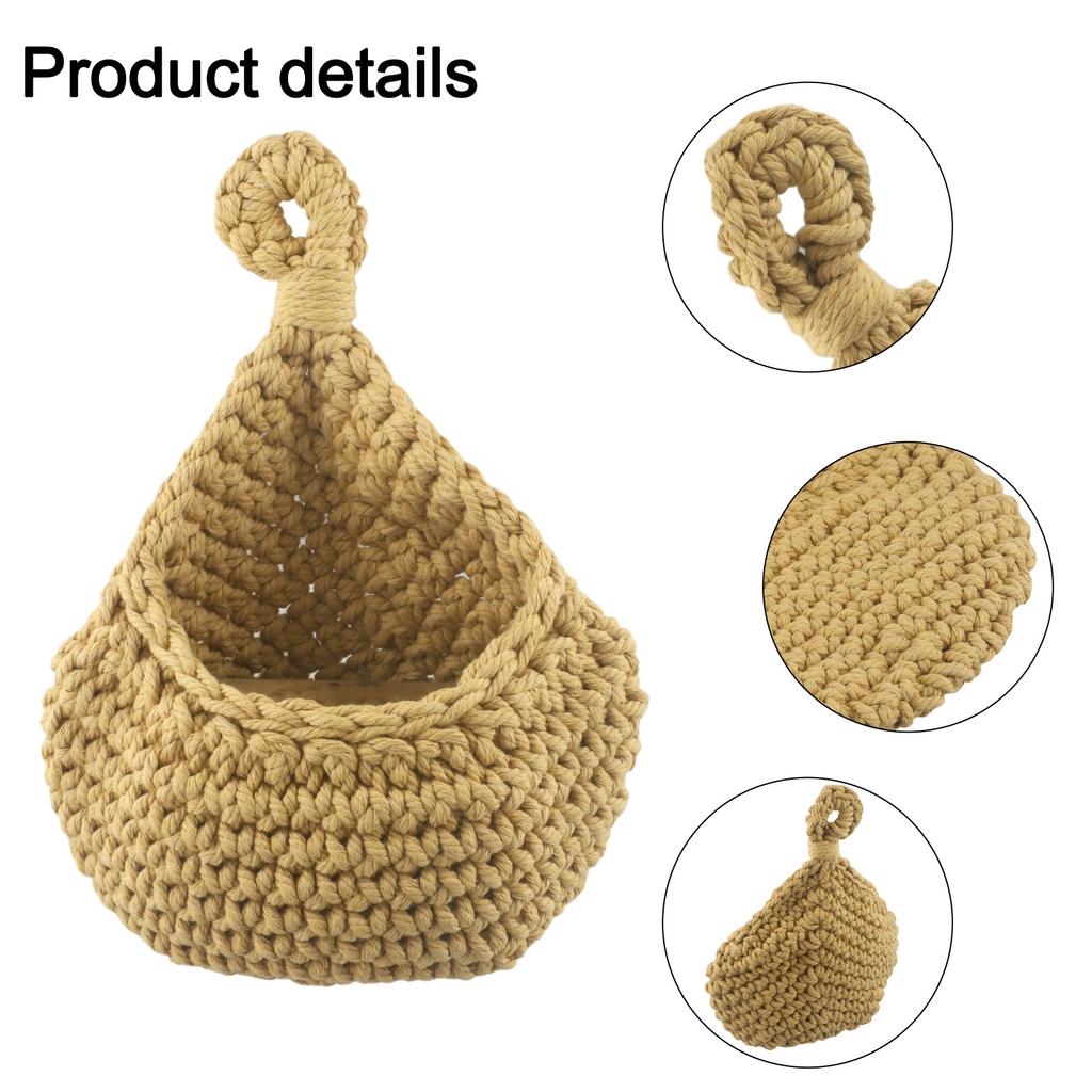 Breathable Hanging Basket with Natural Jute and Cotton Rope for Vegetables Fruits Storage In Kitchen or Workshop