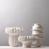 Ceramic Vase White Pleated Petals Flowerpot Handmade Flower Vase Wavy Lace Flower Arrangement Accessories Home Decoration