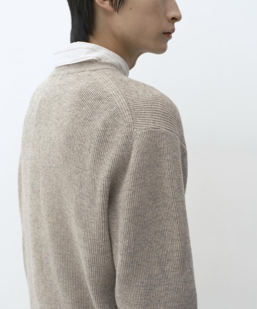 MUSINSA STANDARD [Victoria Wool] Minimal Ribbed Crew Neck Knit [Oatmeal]