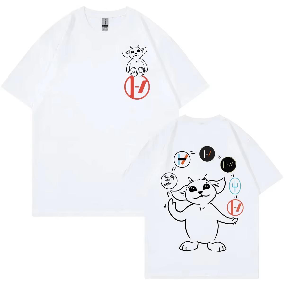 

Футболки Twenty One Pilots Fashion Rock Hip Hop с коротким рукавом Мужская и женская одежда Повседневная хлопковая уличная одежда Большие свободные футболки XXXXXL чёрный