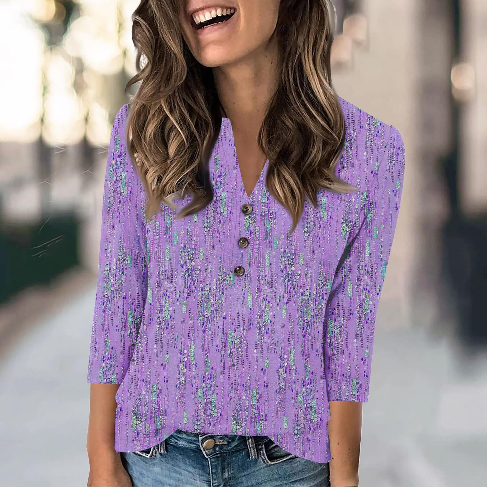 

Женская модная повседневная футболка с винтажным цветочным принтом и V-образным вырезом, рукавом 3/4, на пуговицах XXXL розовый