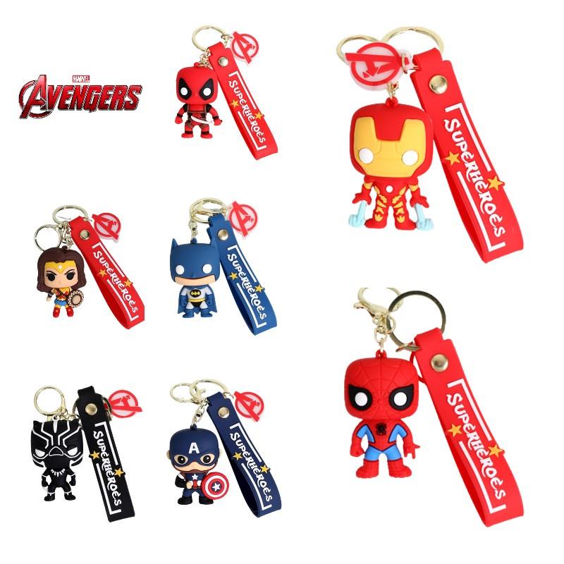 Cartoon Marvel American Captain Spider-man Silicone Keychain Pendant Batman Superhero Small Gift