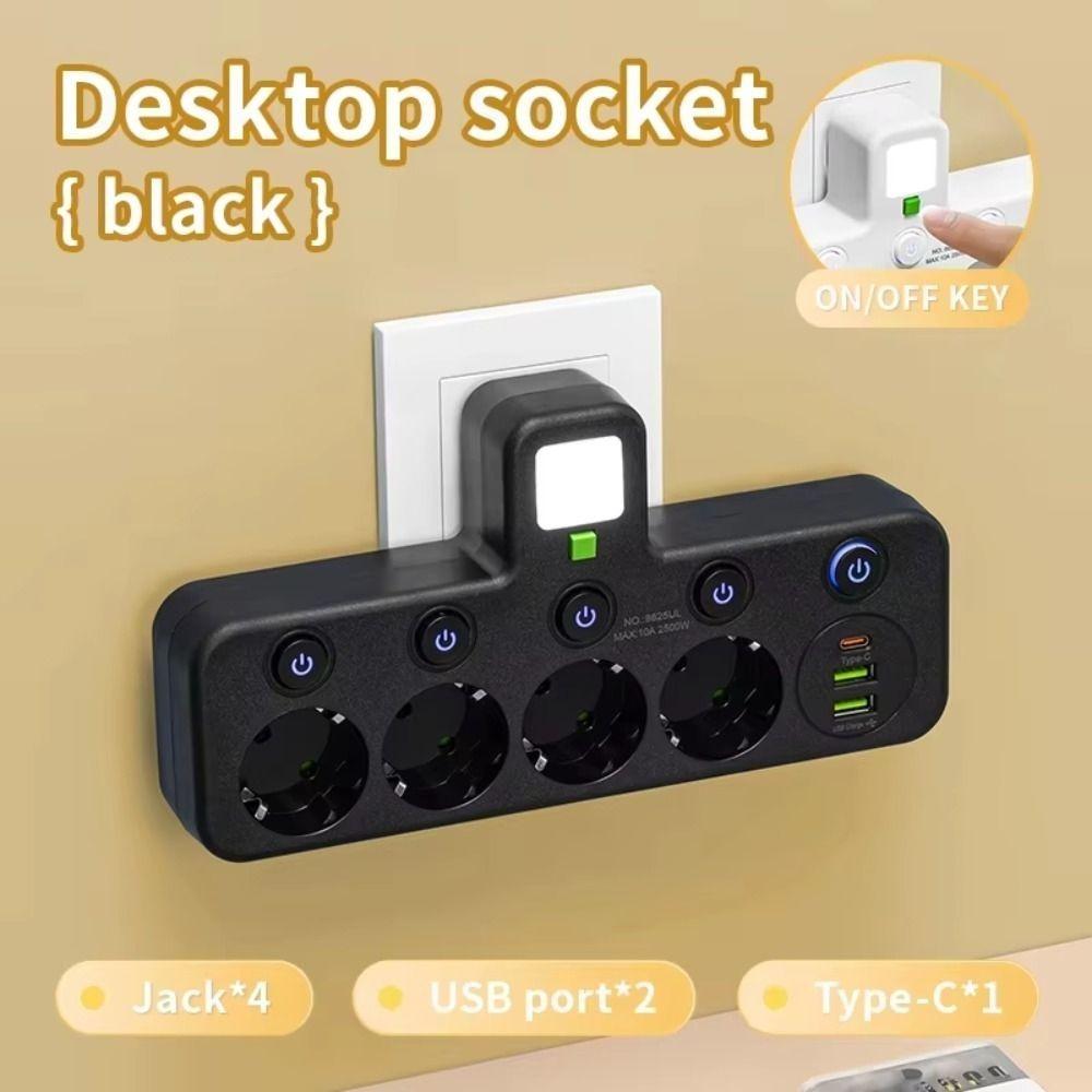 Wall Mounted Wall Power Socket 2/ 3 / 4 Plugs Power Strip Durable EU Plug Outlet  Home Offices