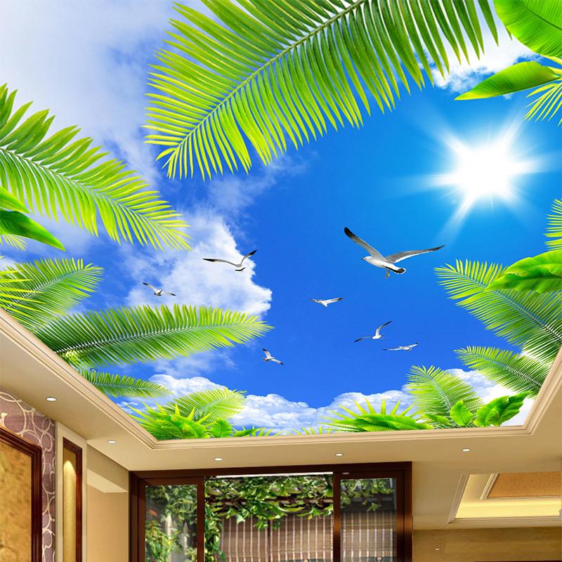 Himmel Wolken Tapete Wohnzimmer Thema Hotel Decke Wandbild Dekor Blauer Himmel Weiße Wolken Strand Wandpapier