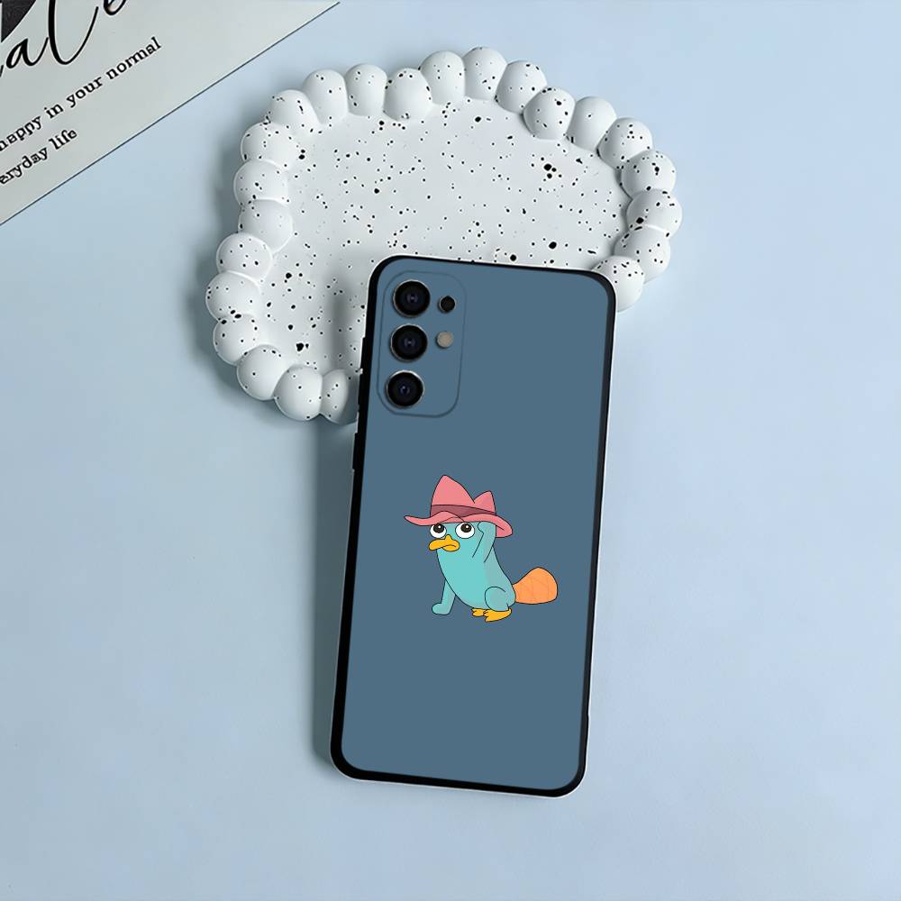 P-Perry The P-Platypus Black Soft Silicone Phone Case for Samsung S25, S24, S21, S22, S23, S30, Ultra, S20, Plus, FE, Lite