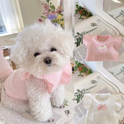 Niedliche Schleife Hunde Weste Teddy Welpen Pullover Sommer Haustierkleidung Atmungsaktiv Zweibeinige Kleidung Einfarbig Katze Hund Kleidung Haustierprodukte