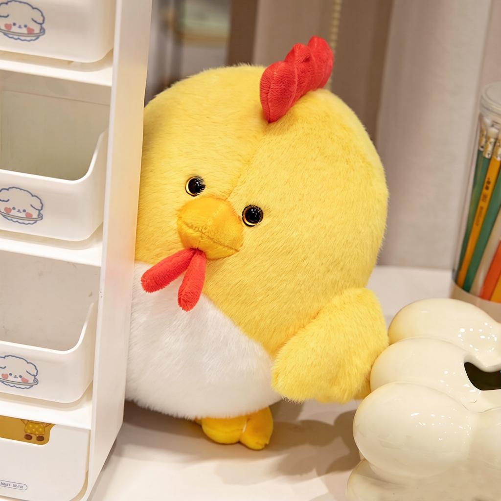27Cm Cock Rooster Chick Plush Toy Kawaii Farmland Animal Doll Soft Yellow White Black Plushie Companion Gift