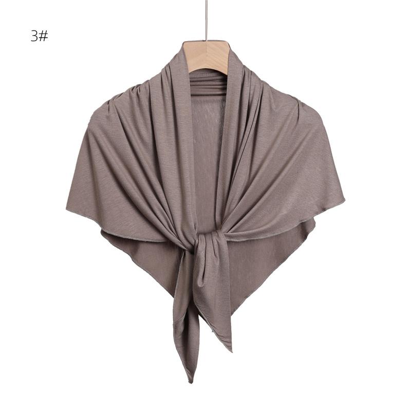 Ramadan Plain Solid Triangle Modal Jersey Hijab Winter Elasticity Muslim Shawls Scarf Maxi Wrap Snood Warm Stole Foulards Sjaal