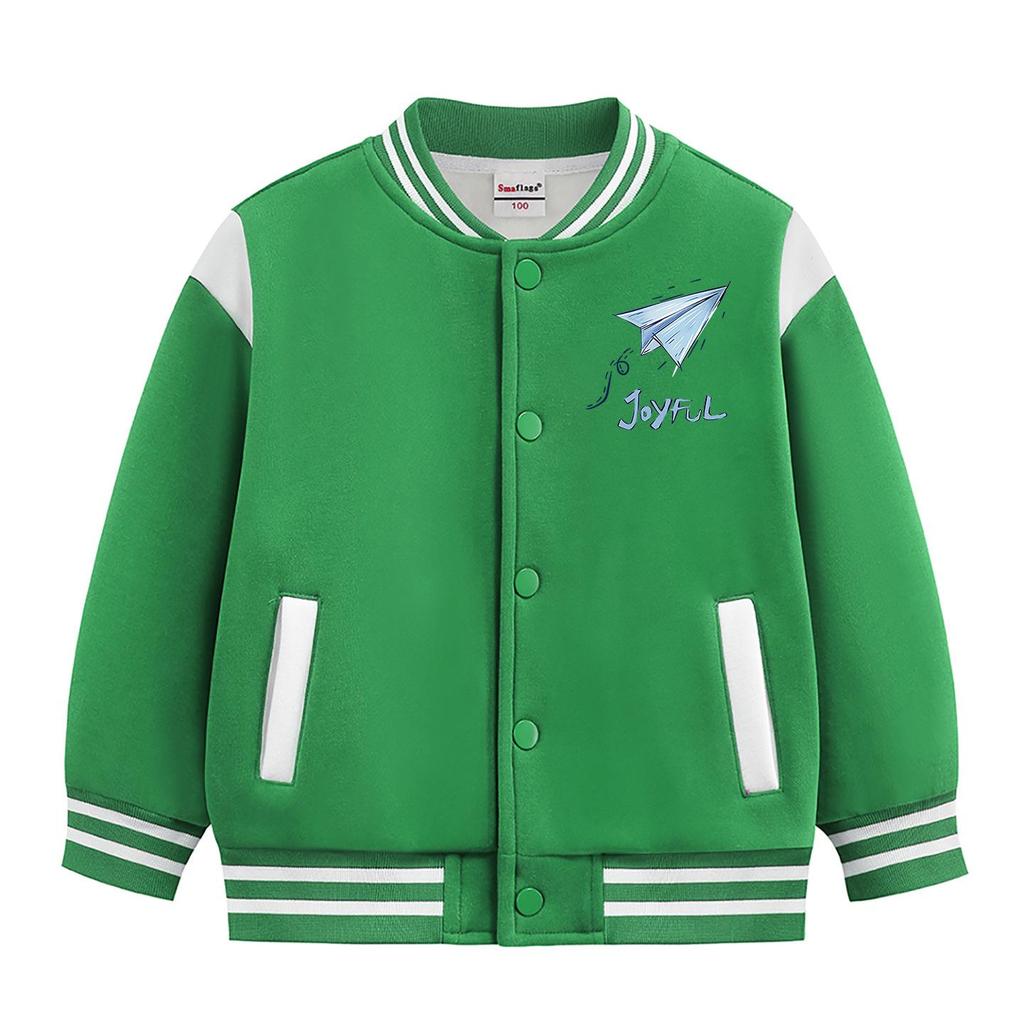 Kids' Autumn/Winter Baseball Jacket - Boys' & Girls' Medium/Large Plus Velvet Spring/Fall/Winter Outerwear