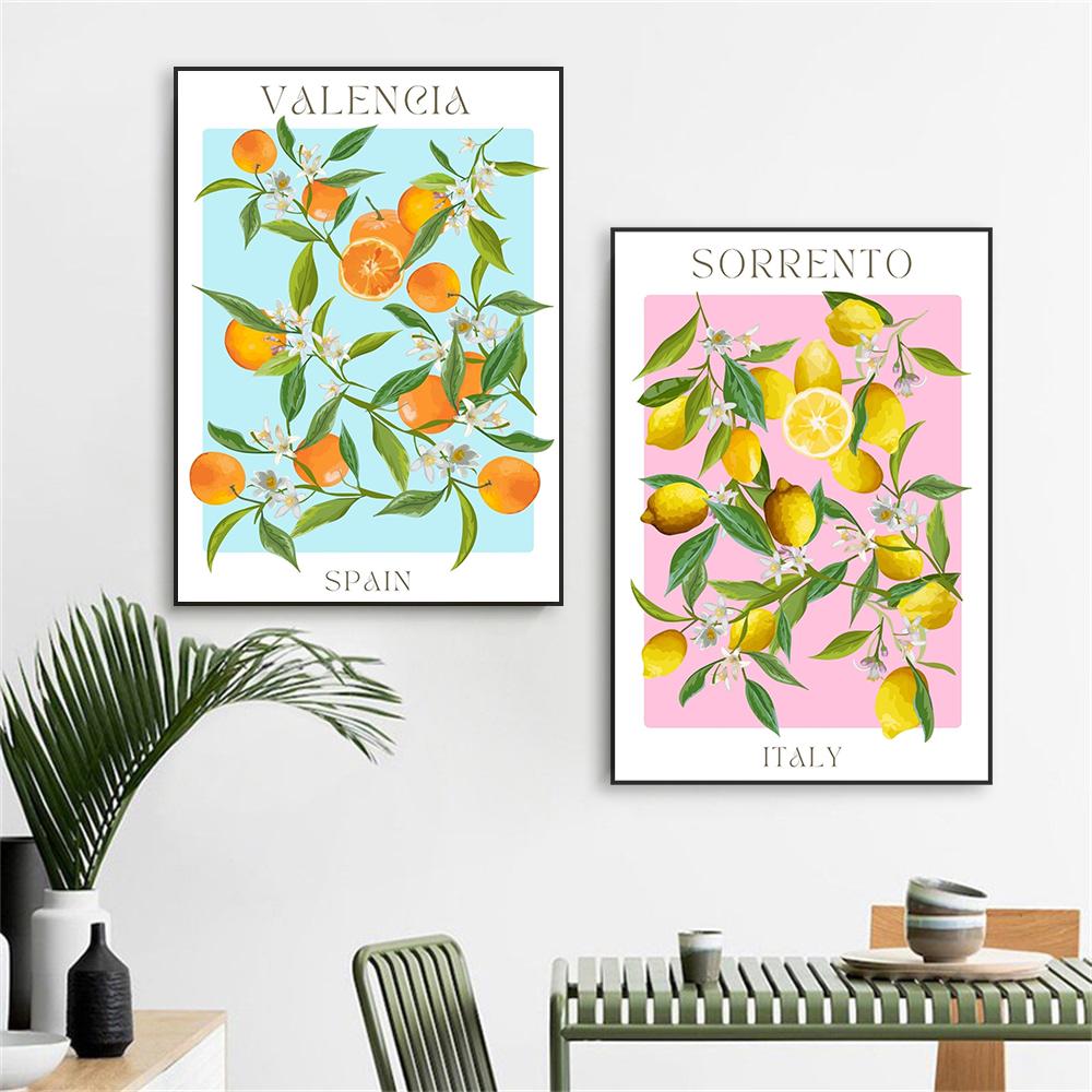 Fruit Market Prints Valencia Wall Art Poster Classical Sorrento Canvas Painting Italy Spain Food Home Kitchen Dinning Room Decor
