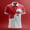 Weihnachten Lustiger Weihnachtsmann 3D-gedrucktes Herren-Kurzarm-Poloshirt Mode Revers-Knopfhemd Lässig Festival Herrenbekleidung