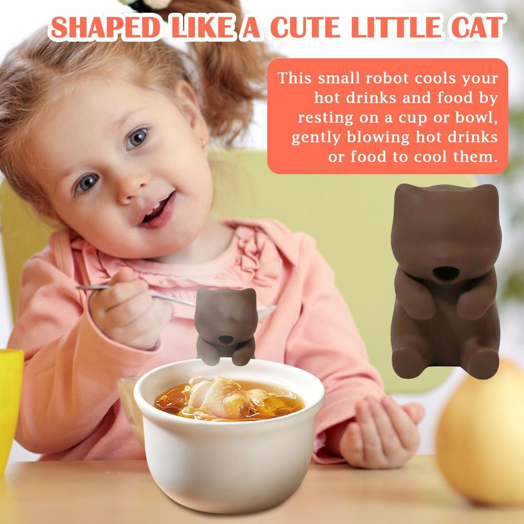 Robot Pro Chladí Vaše Horké Nápoje & Jídlo, Přenosný Kreslený Roztomilý Kočičí Ventilátor na Jídlo, 3 Minuty Horká Voda Čaj Jídlo (2 Vzory foukání) Chladič F