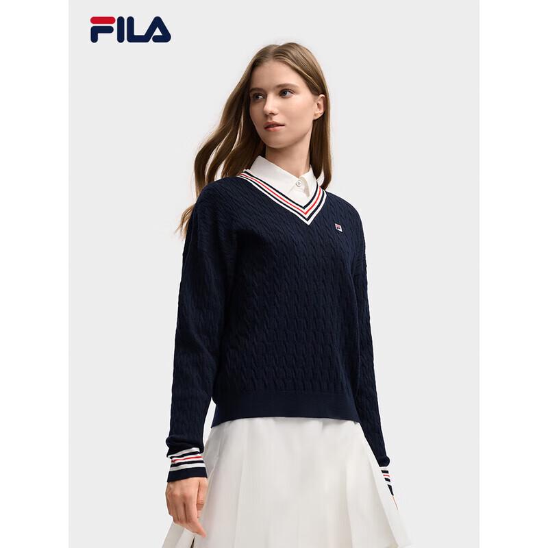 FILA Women s V-Neck Cable Knit Sweater S