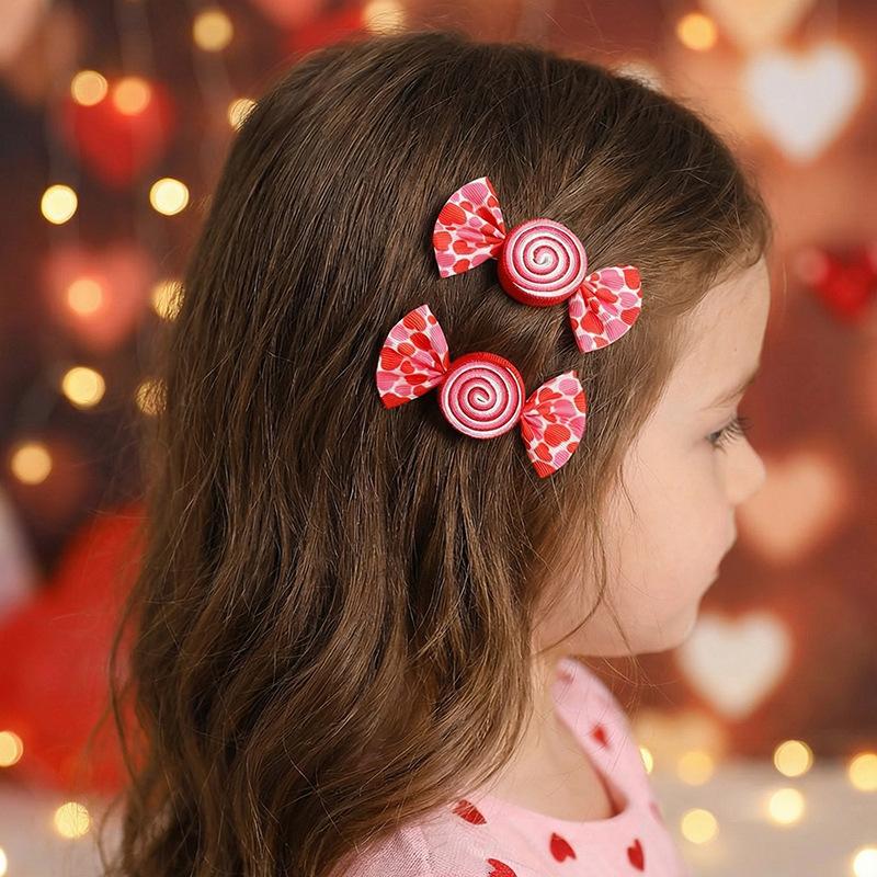 1Pair Valentine'S Day Children'S Sweet Lollipop Hair Clip Butterfly Bow Hair Accessory Cute Headwear Hairpin
