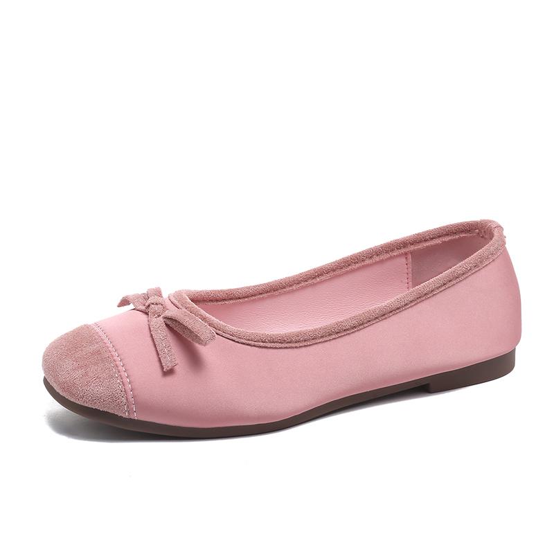 Fashion Soft Sole Single Shoes Women Fashion Round Head Shallow Mouth Butterfly Knot Set Foot Anti-slip Wear-resistant Flat Shoes