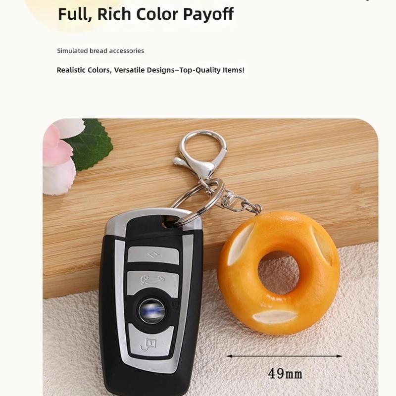Adorable Mini Bread Keychain Cute Realistic Food Toy Charm Bread Key Holder For Keys Bags Backpacks And DIY Crafts