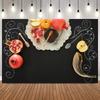 Happy Rosh Hashanah Jewish Festival Photography Background Shofar Granada Apple Honey Portrait Event Decor Backdrop Supplies1