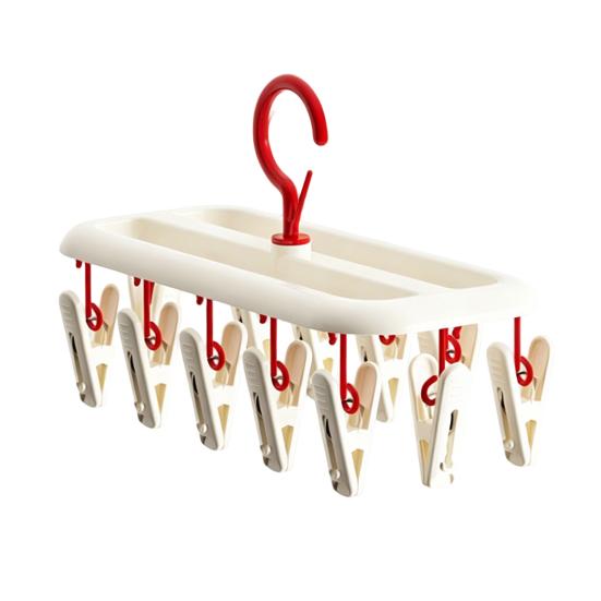 Rotatable 360° Clothes Drying Racks, Strong Windproof Non-Slip Multi-Clip Design, Appropriate Spacing Durable PP Clips, for Balcony Clothes Socks