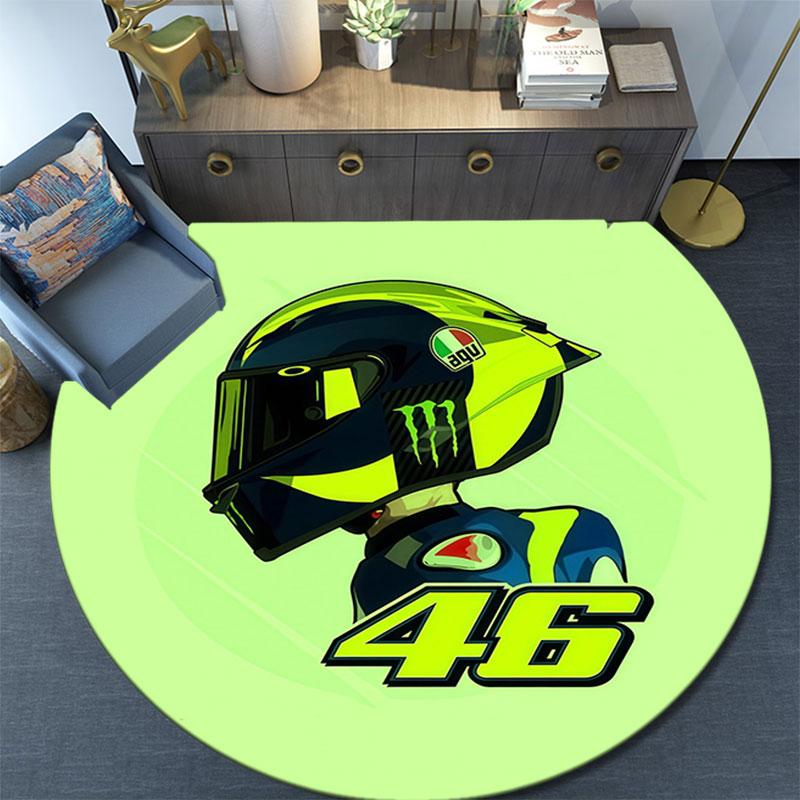 VR46 pattern round rug,Carpet Rug for Living Room Bedroom Playroom ,Non-slip Floor Mat,Holiday Gifts and Birthday Gifts.