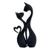 3D Printed Cat Couple Figurine Handcrafted Romantic Cat Sculpture Ornament Modern Heart-Shaped Loving Cats Sculpture