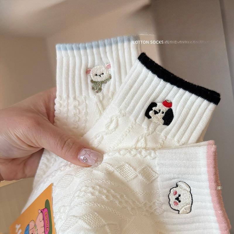 Süße Weiße Socken - Sommerliche Leichte reine Baumwolle Low-Top Sportsocken mit Atmungsaktiven und Schweißabsorbierenden Designs, mit Cartoon-Mustern.