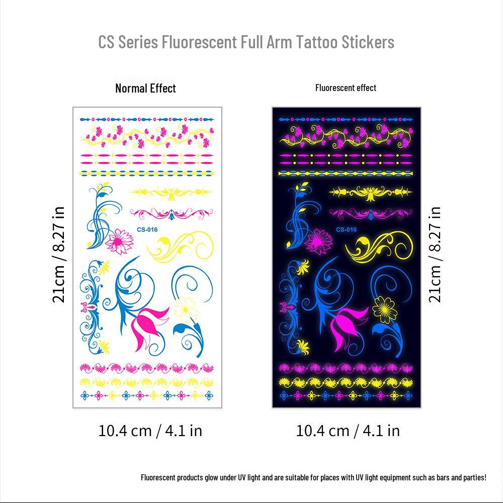 Creative Fluorescent Waterproof Full Arm and Face Tattoo Sticker