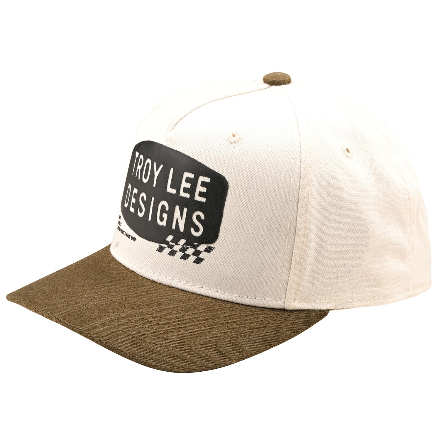 

RS Taichi Troy Lee Designs Stamp Curved Snapback Hat, Vintage White/Olive, One Size, TDA056