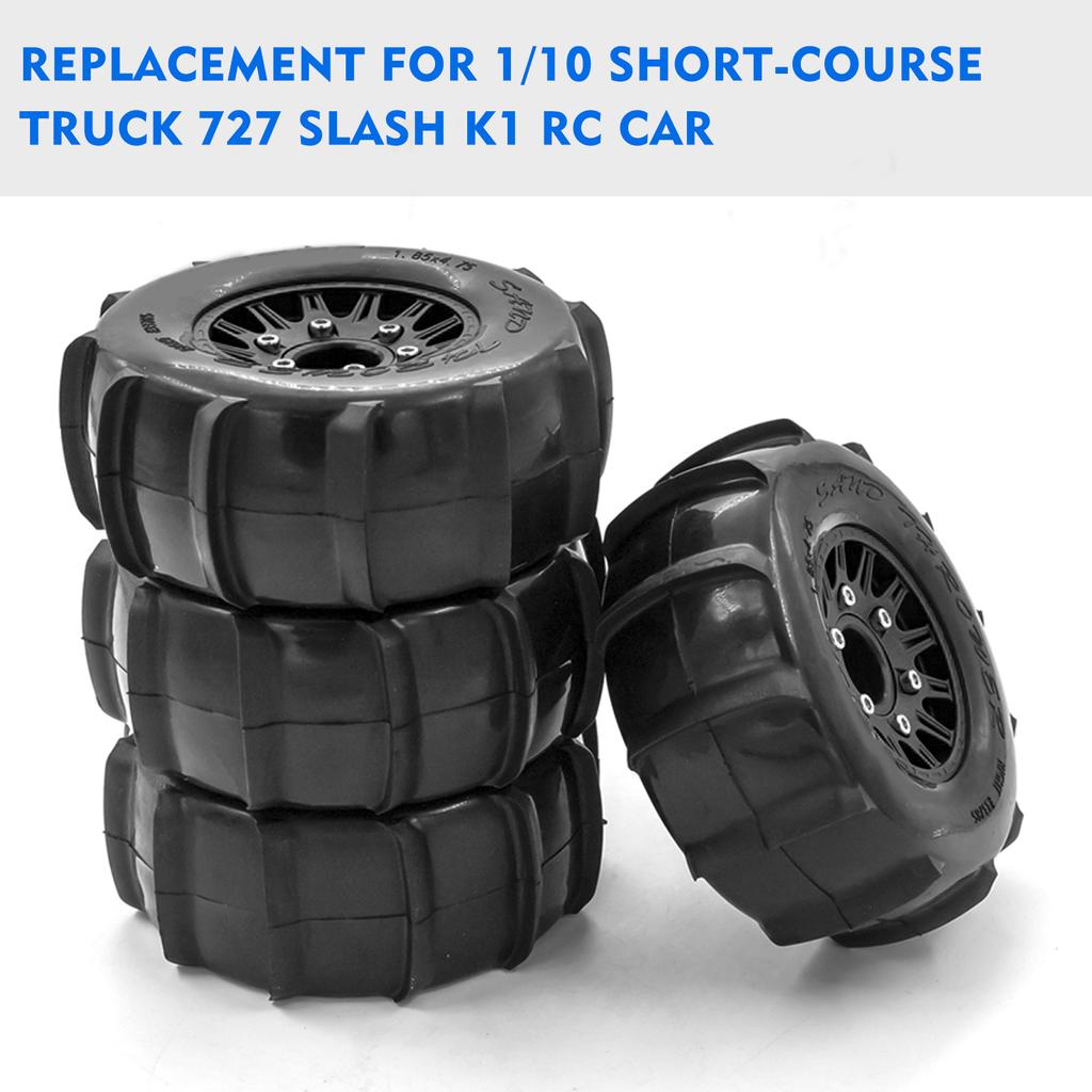 RC Paddle Tires Off Road Snow Sand Paddle Tires 4pcs Replacement for 1 10 Short Course Truck 727 Slash K1 RC Car