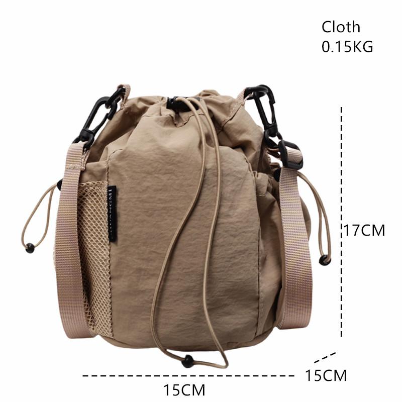 Women Fashiable Drawstring Design Canvas Handbags Korean Mini Cell Phe Bag Small Crossbody Casual Ladies Travel Shoulder Bag