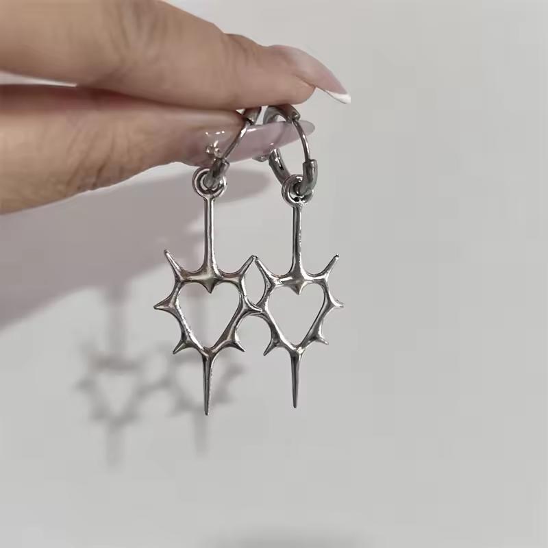 Korean Fashion Large Exaggerated Pentagram Irregular Pendant Earrings Hoop Earrings for Women Men Hip-hop Punk Party Jewelry