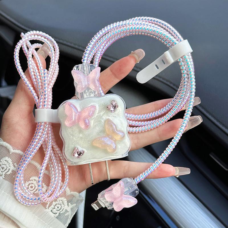 

Ins Style Butterfly Charger Protector Anti-Breaking Cable Protector Charger Case For IP 14 Pro Max Charger Cover For IP 18/20W