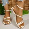 Fashion Transparent Chunky Heel Sandals for Women Summer 2025 Fashion Ankle Strap Dress Sandals Woman Comfort Square Toe Sandalias Mujer