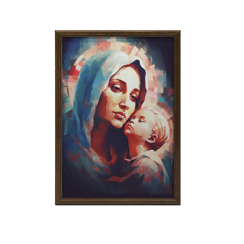 Blue Care: Mary With Baby Jesus Heavenly Protection: Mary With Baby Jesus, 50X70 Cm, Unframed, Premium Canvas On Stretcher