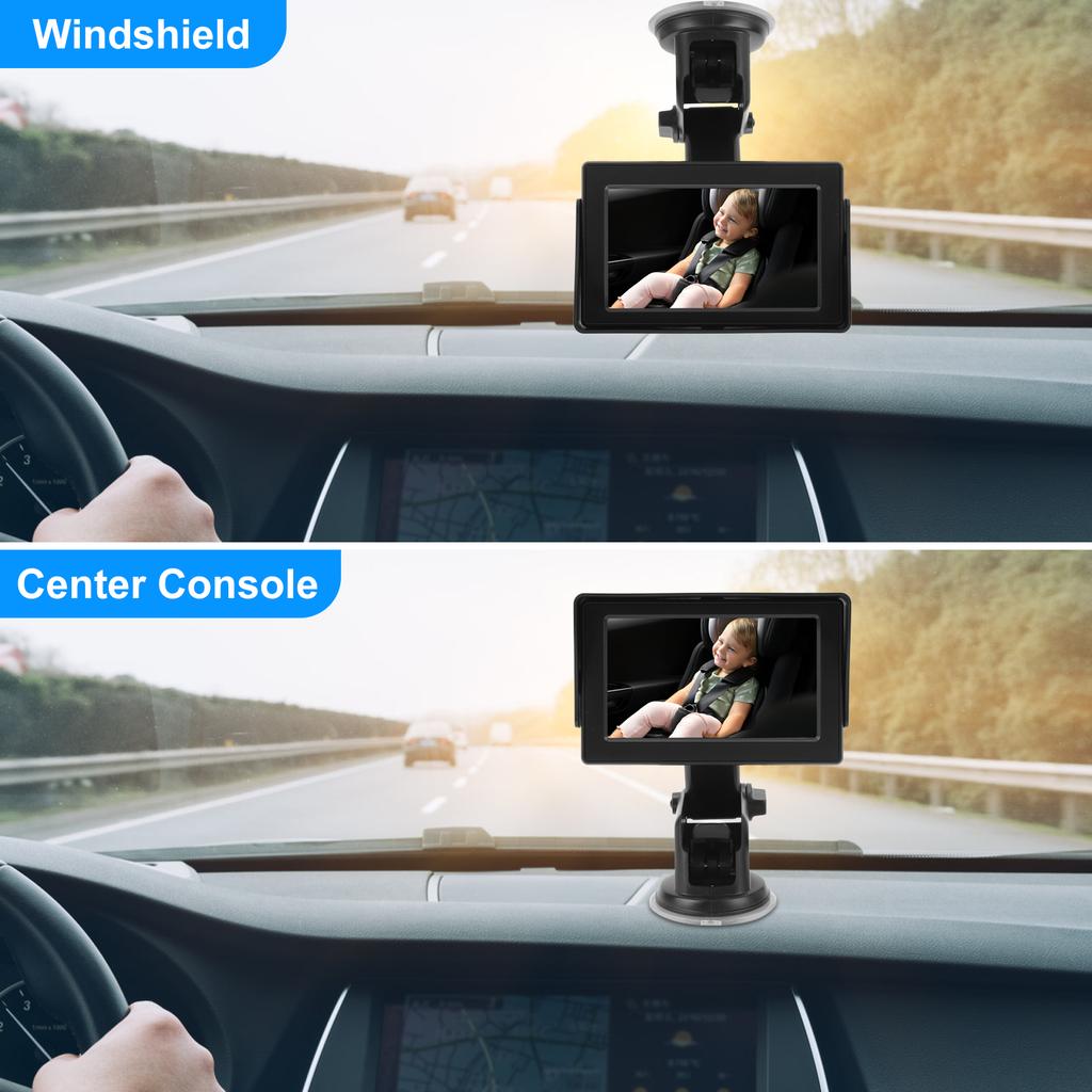 Baby Car Camera, 4.3  Baby Monitor with Night Vision, 150 Degrees  Wide Viewing Angle, 360 Degrees  Rotation Rear