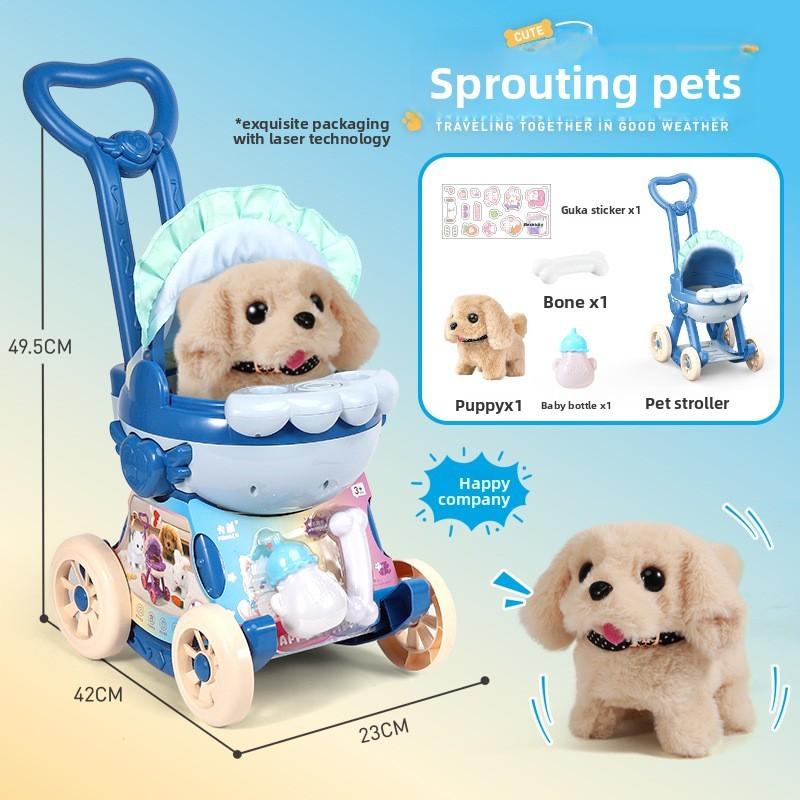 Childrens Plush Bunny Toy With Electric Push Cart For Babies And Toddlers
