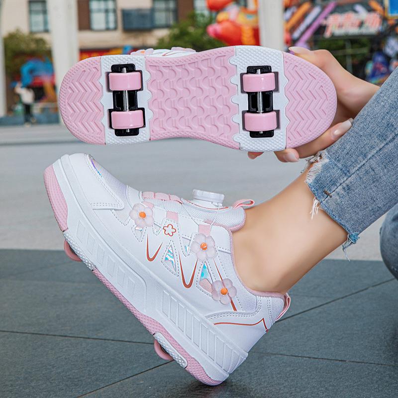 Middle Child Runaway Shoes Roller Skating Boy Classmate Double Wheel Burst Shoes Student Skates Girls Four Wheels With Lights