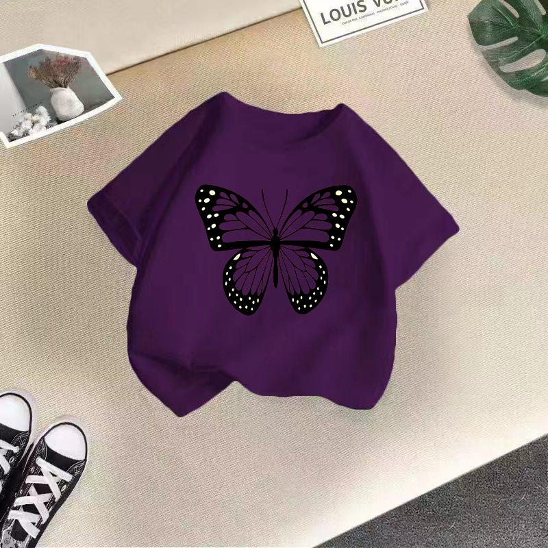 T-shirt décontracté à manches courtes pour enfants - T-shirt d'été ample pour filles avec nœud