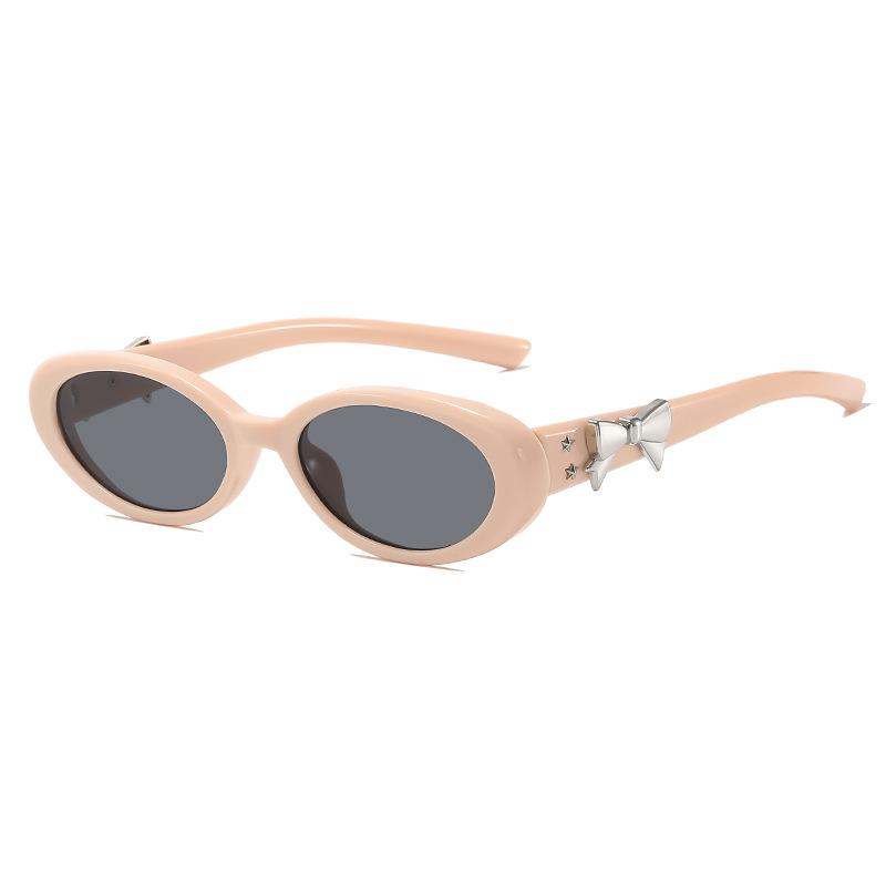 Retro Sunglasses Women Luxury Brand Designer Bow Small Oval Sun Glasses Ladies UV400 Cute Sexy Black Eyewear