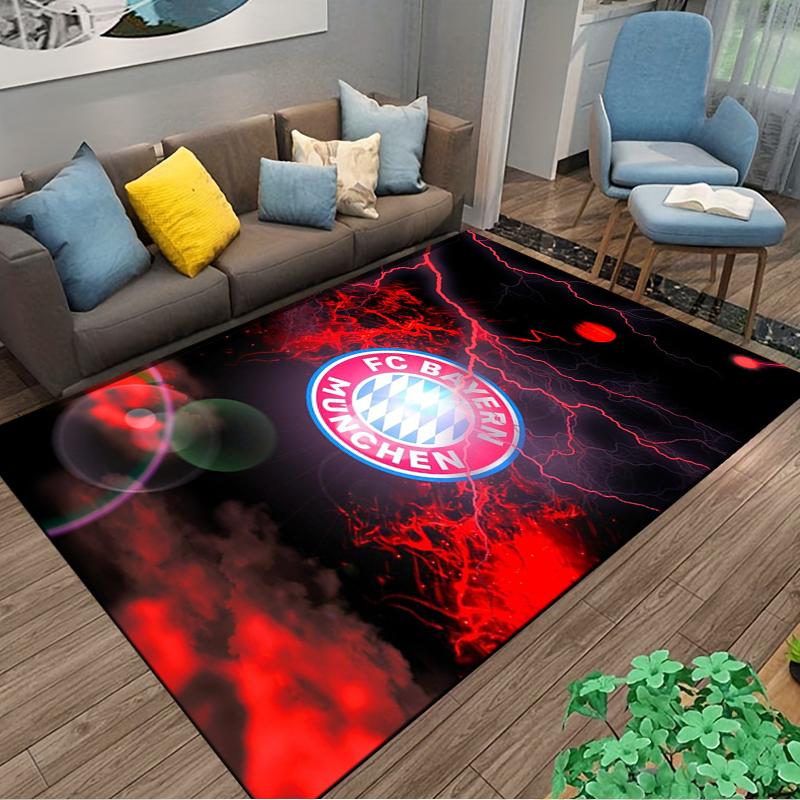 "FC Bayern München Logo Carpet with Red Lightning Design Floor Mat" Suitable for Use As an Anti-slip for Living Room Bedroom Sofas