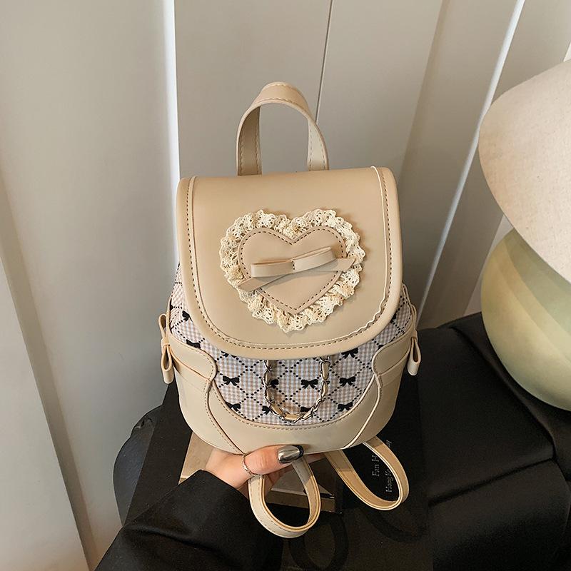 

College student fashion versatile bow backpack bag women s summer new simple commuter bucket bag белый