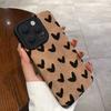 16 Pro Max Black Love Heart Silicone Leather Case For iPhone 13 14 15 11 12 Mini X XS XR SE 7 8 Plus Shockproof Matte Cover