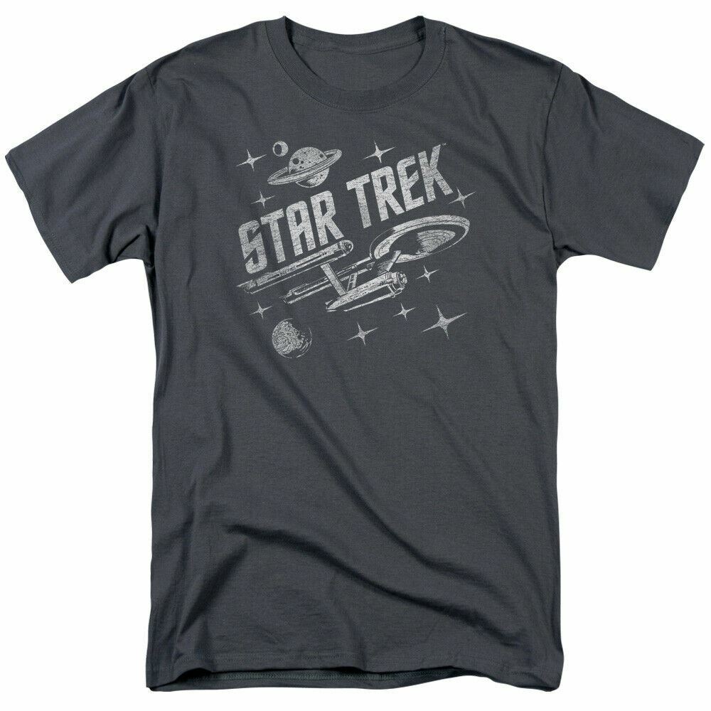 Star Trek Through Space T Shirt Licensed Sci-Fi TV Classic Tee New Charcoal XXXL