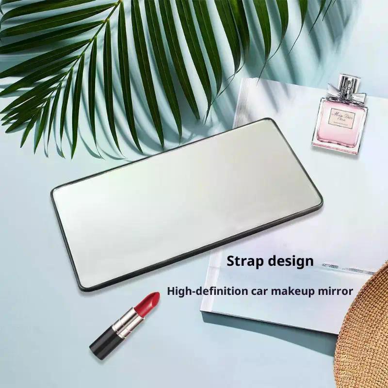 HD Car Sun Visor Plate Portable Makeup Mirror For Girls Women Strap Installation No Light Mirror Auto Interior Accessories