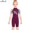 Children's Swimsuit Girls 'sun-blocking One-piece Diving Suit Short-sleeved Shorts Middle Young Beach Quick-drying