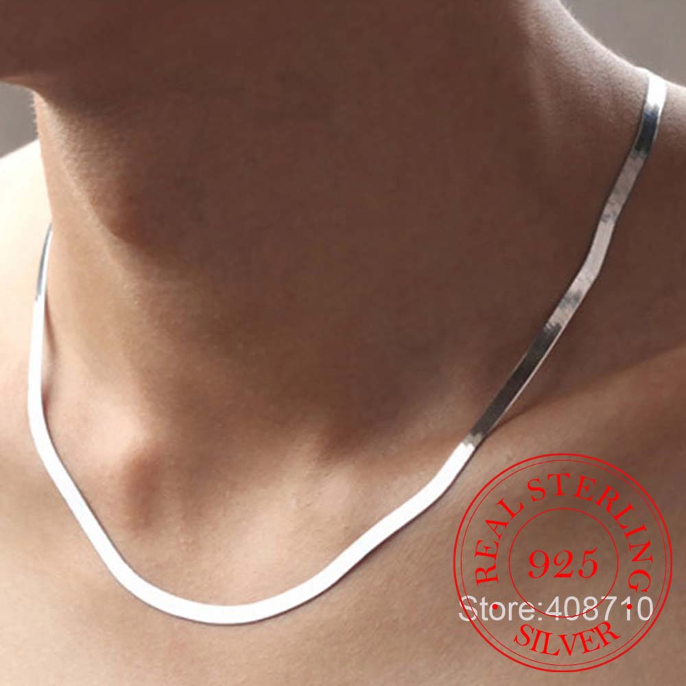 100% Original 925 Solid Sterling Silver Chokers Necklaces for Women Fine Jewelry Wedding Thick Chains Necklaces Man Collar Gift 45cm
